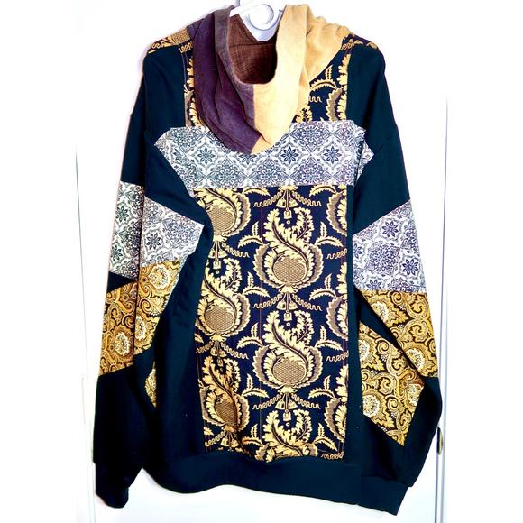 Lobo The Kuza V.2 oversized XL black fabric gold floral or paisley-like pattern - Picture 3 of 6